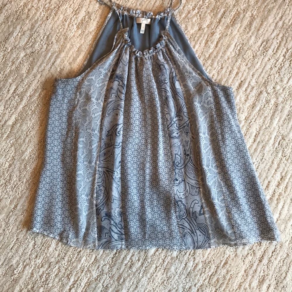 Joie silk top. Cornflower Blue/Cream print. Small